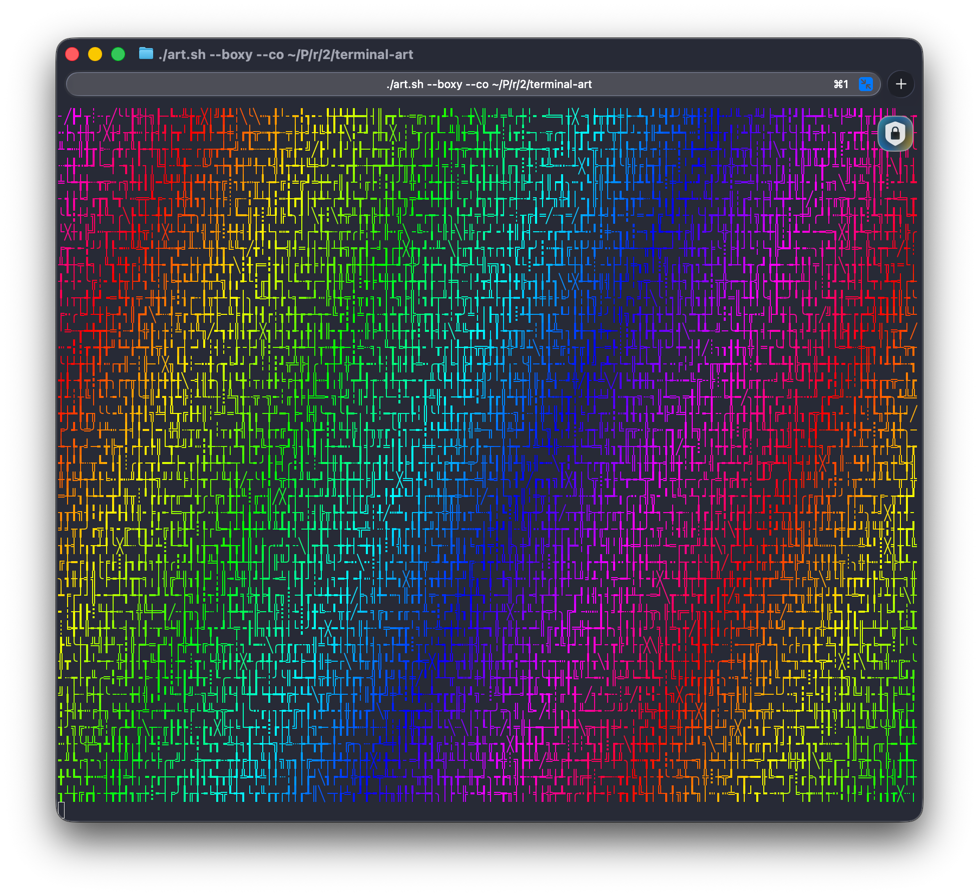 Screenshot of art.sh running the terminal producing a colorful pattern