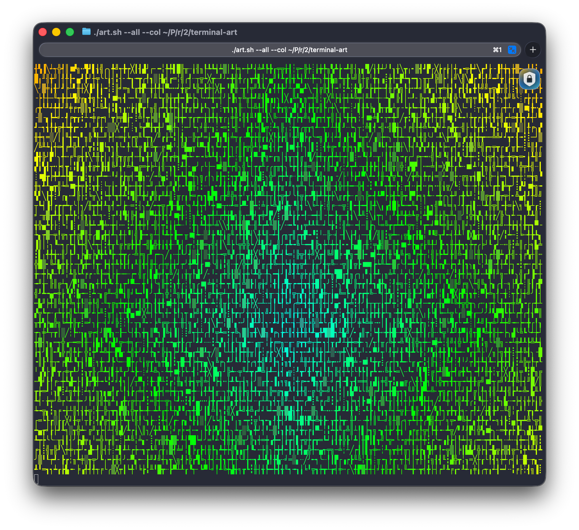 Screenshot of art.sh running the terminal producing a colorful pattern