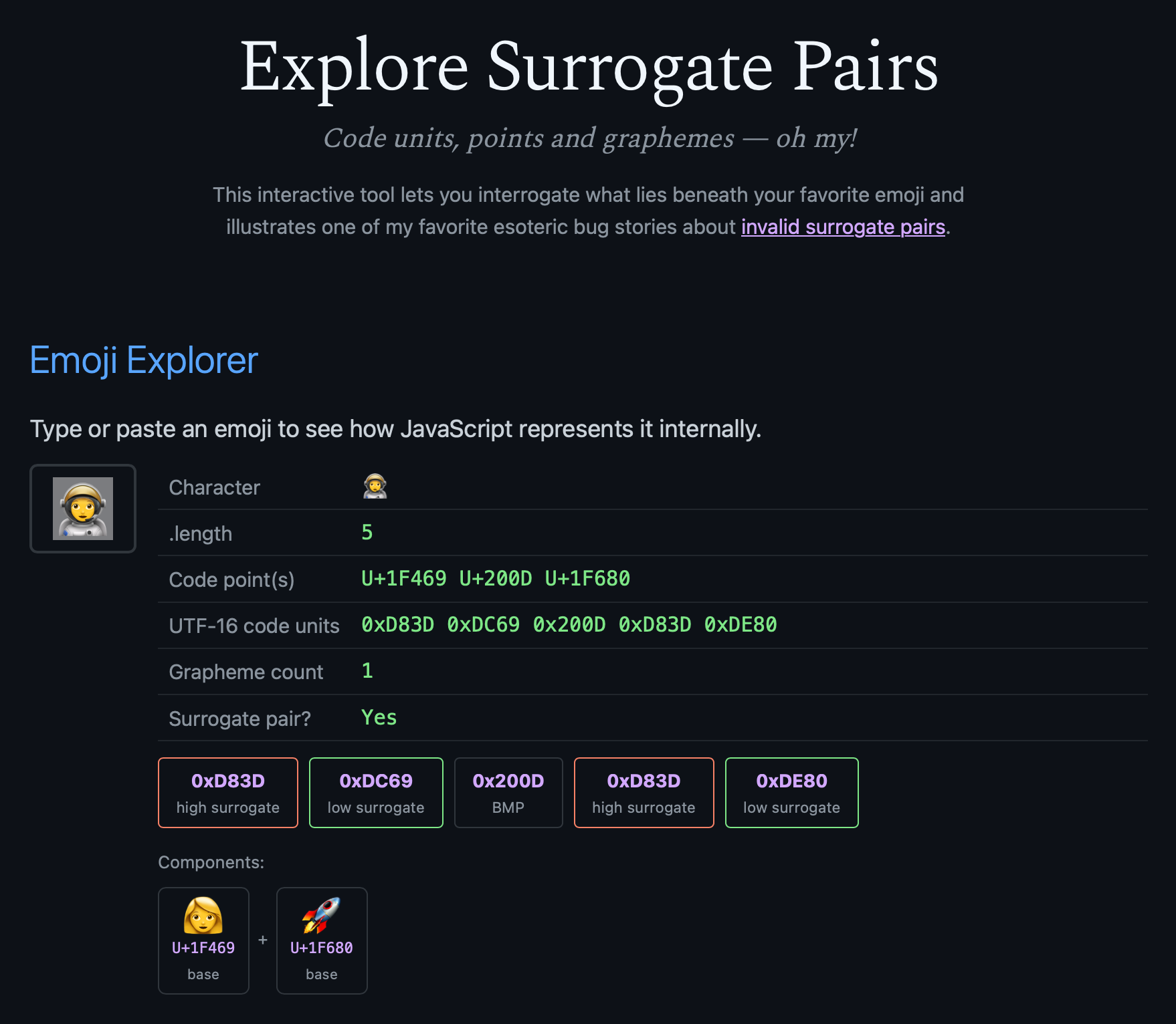 Screenshot from my surrogate pair explorer